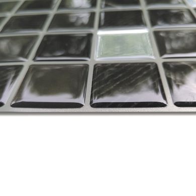 Самоклеюча поліуретанова плитка чорно-біла мозаїка 305х305х1мм