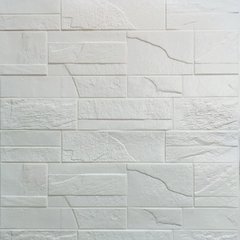Самоклеюча декоративна 3D панель камінь Біла бита цегла700х770х5мм (180)