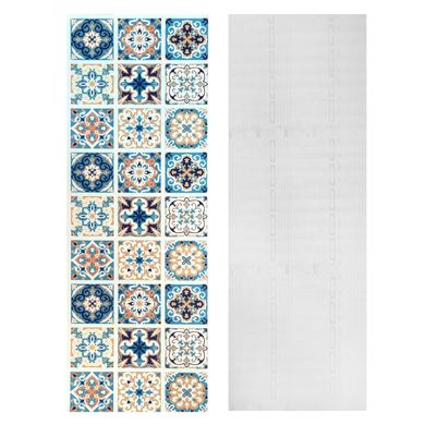 Самоклеюча плівка на паперовій основі вінтажна блакитна мозаїка 0,45х10м SW-00000788