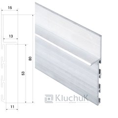 Плинтус алюминиевый Kluchuk скрытого монтажа 60х15 мм без покрытия