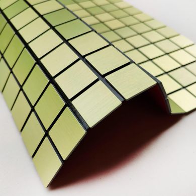 Самоклеюча алюмінієва плитка зелене золото мозаїка 300х300х3мм SW-00001168 (D)
