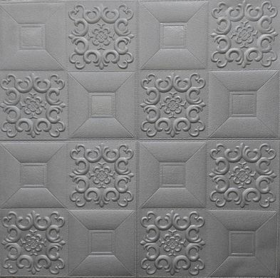 Самоклеюча декоративна настінно-стельова панель срібний візерунок 700x700x5мм (181) SW-00000481